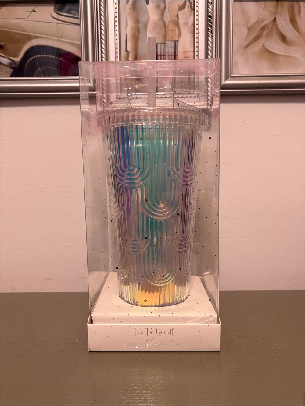Iridescent Rainbow Reusable Tumbler with Straw